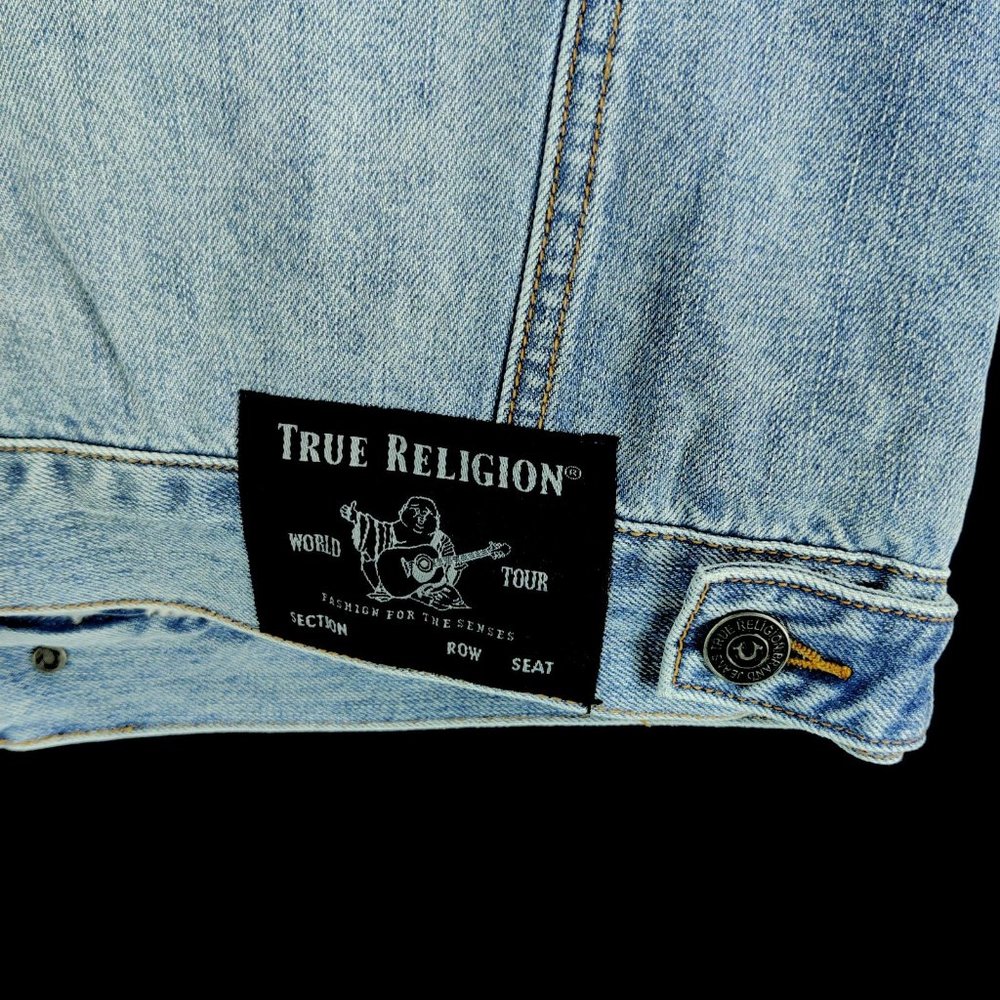 True Religion Faux Shearling Sherpa Denim Trucker Jacket - Picture 7 of 11